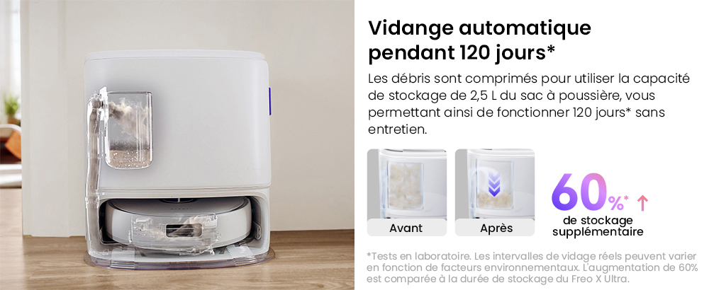 Aspirateur robot laveur NARWAL Freo Z10, anti-emm&ecirc;lement, aspiration 15&nbsp;000 Pa, s'adapte aux zones difficiles d'acc&egrave;s, autovidage, lavage et s&eacute;chage &agrave; la serpilli&egrave;re, &eacute;vite les obstacles, pour poils d'animaux et sols durs, blanc