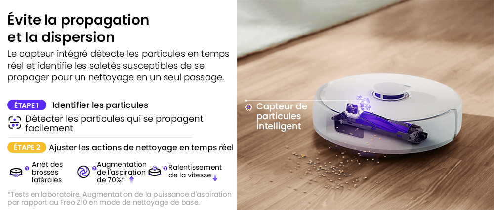 Aspirateur robot laveur NARWAL Freo Z10, anti-emm&ecirc;lement, aspiration 15&nbsp;000 Pa, s'adapte aux zones difficiles d'acc&egrave;s, autovidage, lavage et s&eacute;chage &agrave; la serpilli&egrave;re, &eacute;vite les obstacles, pour poils d'animaux et sols durs, blanc