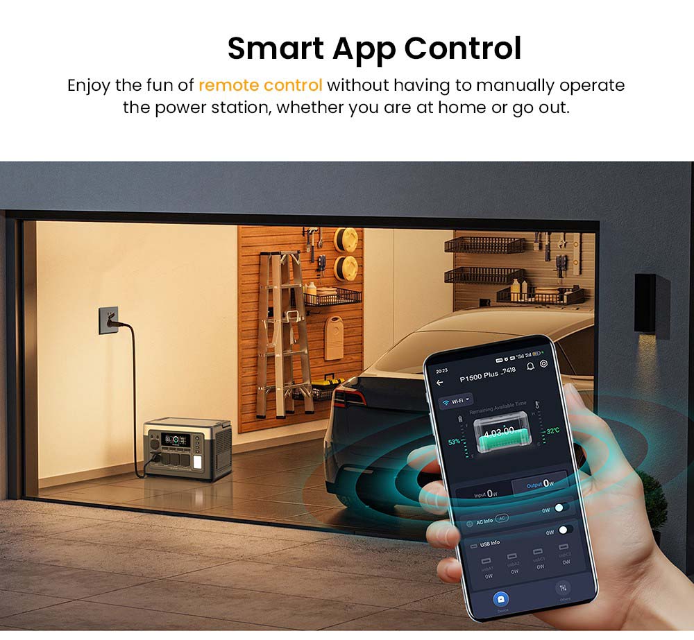 OUKITEL P1500 Plus Prenosná elektrocentrála, 1800W 1536Wh vonkajší generátor, 4000 cyklov LiFePO4, ovládanie APP