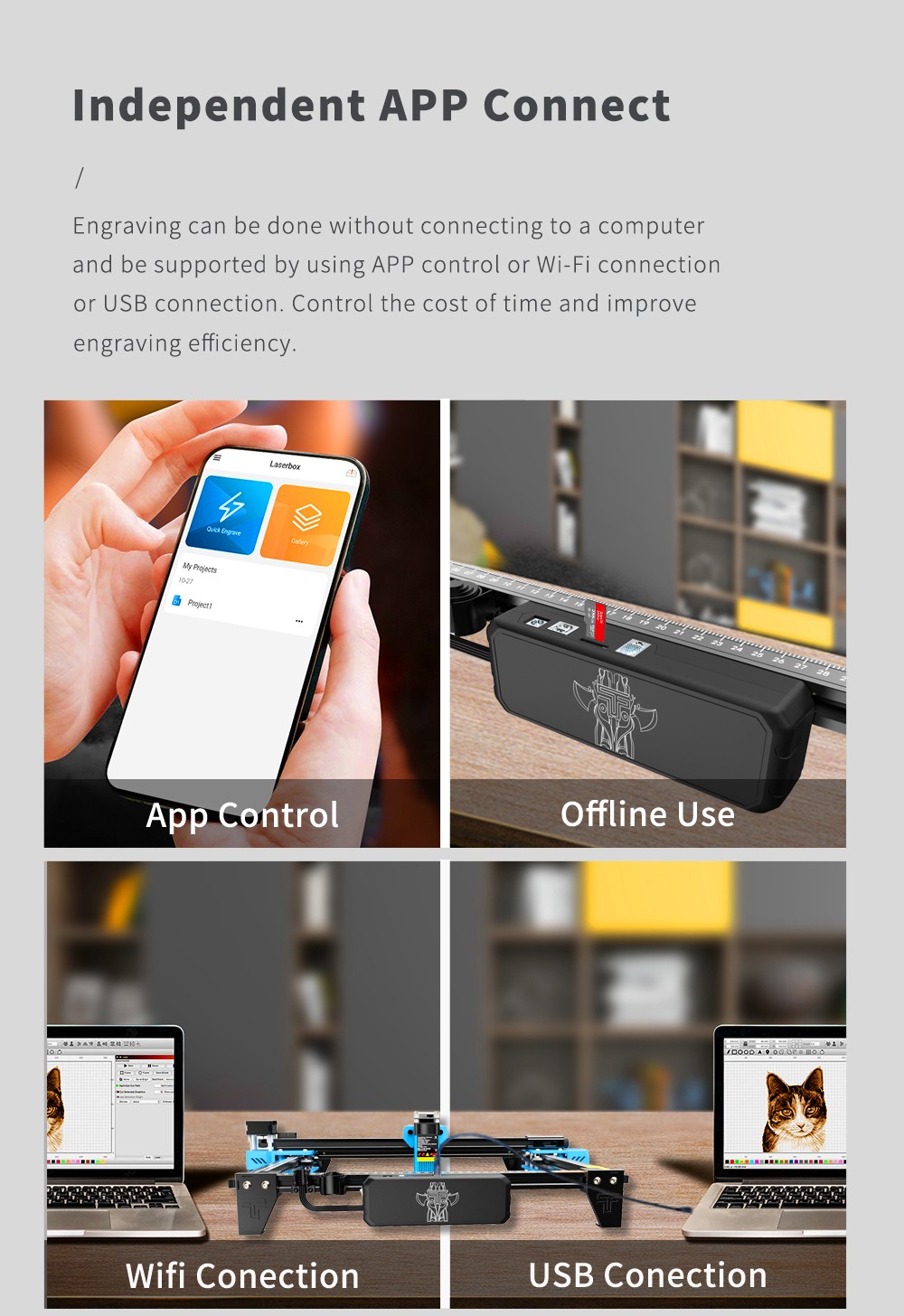TWO TREES TTS-55 Pro Graveur Laser 5,5W, Carte mère 32 bits, Point compressé 0,08×0,08mm, Précision 0,1mm, 300*300mm