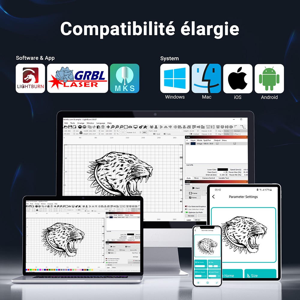 Mecpow X4 Pro 40W Graveur Laser, Classe 1 FDA, Avec Cam&eacute;ra, 400*398mm