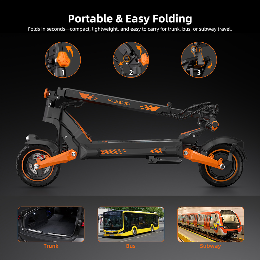 KUGOO F3 Plus Elektroroller, 1000-W-Motor, 48-V-20,8-Ah-Akku, 10-Zoll-Reifen, 50 km/h H&ouml;chstgeschwindigkeit, 80 km Reichweite, Scheibenbremsen vorne und hinten, Schwingenaufh&auml;ngung