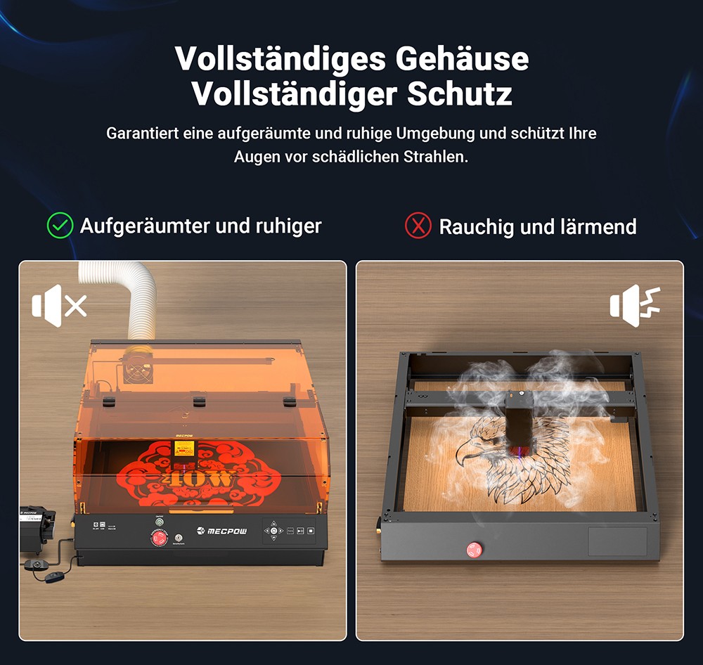 Mecpow X4 Pro 40W FDA Klasse 1 Lasergravierer mit Kamera, 400*398mm