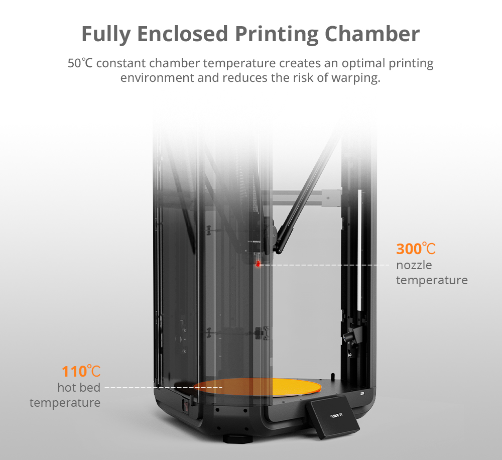 FLSUN T1 Imprimante 3D Delta Ultra-Rapide 1000mm/s, 260*260*330mm, Caméra Al, Nivellement Automatique