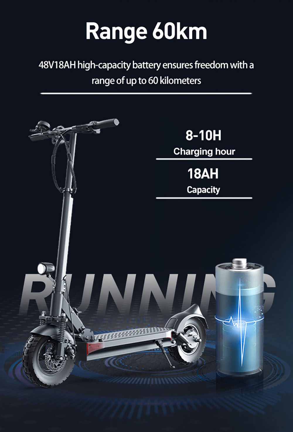 JOYOR Y6-S Elektroroller 18 Ah Akku 500 W Motor Bis zu 60 km Reichweite 10 Zoll Rad 40 km/h H&ouml;chstgeschwindigkeit