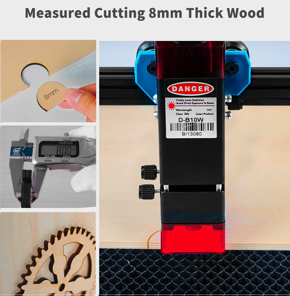 DVA TREES TTS-10 Pro 10W laserový gravírovací stroj, LD+FAC+C-Lens, 32-bitová základná doska, 0,08*0,08 mm komprimovaný bod, 0.1 mm presnosť, rýchlosť gravírovania 30 000 mm/min, 300*300 mm - zástrčka EÚ