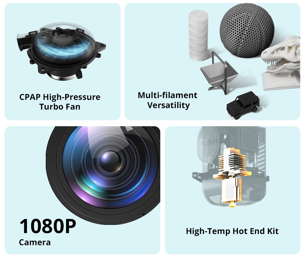 FLSUN T1 Imprimante 3D Delta Ultra-Rapide 1000mm/s, 260*260*330mm, Caméra Al, Nivellement Automatique