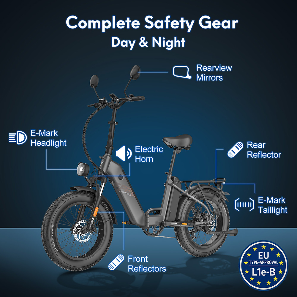 Fafrees FF20 Polar V&eacute;lo &eacute;lectrique, moteur 500 W, double batterie 48 V 26,8 Ah, pneus 20 x 4 pouces, vitesse maximale 45 km/h, autonomie maximale 170 km, freins &agrave; disque m&eacute;caniques, fourche avant &agrave; ressort, Shimano 7 vitesses - Vert menthe