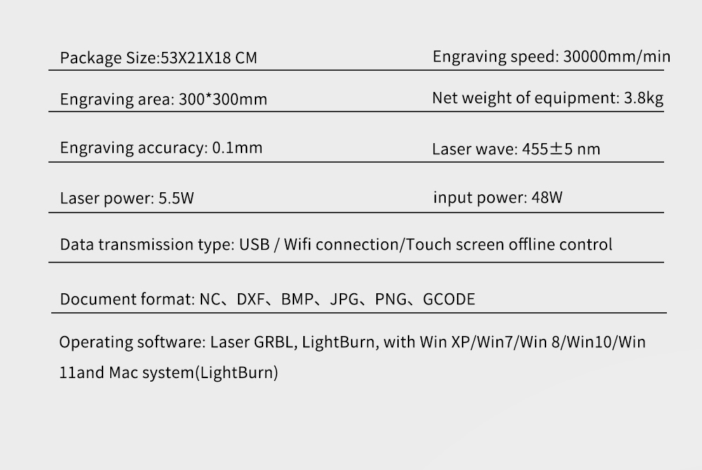 TWO TREES TTS-55 Pro 5,5W Laser-Graviergerät, 32-Bit-Mainboard, 0,08×0,08mm komprimierter Spot, 0,1mm Präzision, 300*300mm
