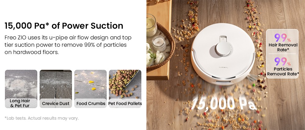 NARWAL Freo Z10 Robot Vacuum and Mop, Tangle Free, 15,000Pa Suction, Adapts to Hard-to-Reach Areas, Self-Emptying, Mop Washing & Drying, Obstacle Avoidance, for Pet Hair & Hard Floor, White