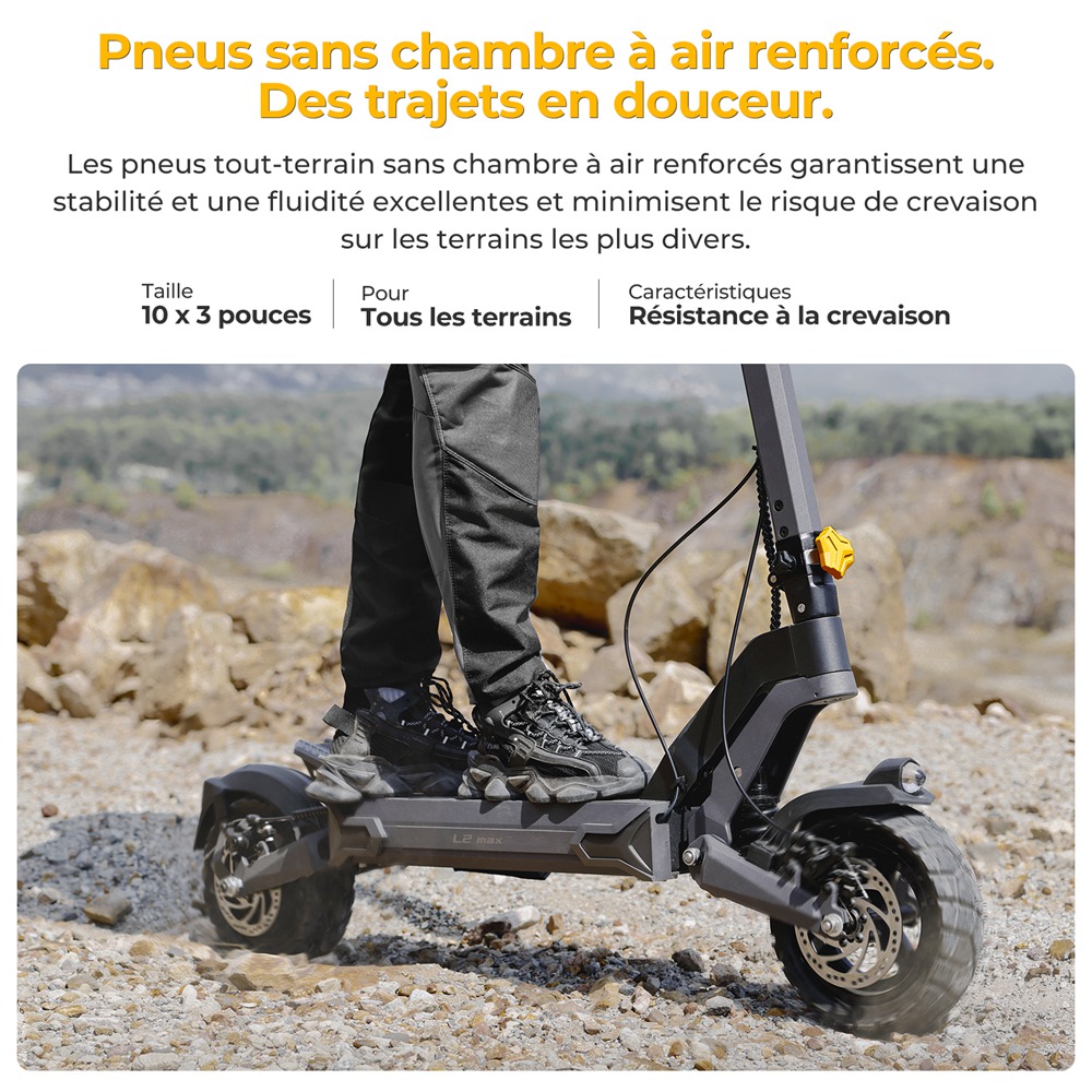 Ausom L2 Max Elektromos Roller, 1000 W-os Motor, 48 V 20,8 Ah Akkumul&aacute;tor, 10 colos Gumiabroncsok, 50 km/h V&eacute;gsebess&eacute;g, 90 km Hat&oacute;t&aacute;vols&aacute;g, Első &eacute;s H&aacute;ts&oacute; T&aacute;rcsaf&eacute;k, Lengőkaros Felf&uuml;ggeszt&eacute;s, NFC Z&aacute;r &eacute;s Jelsz&oacute;k&oacute;d