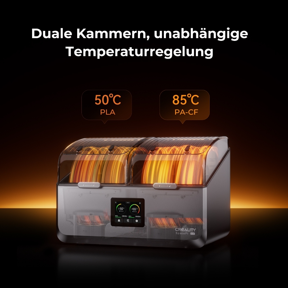 Creality SpacePi X4 Filament-Trockner, 4-Spulen Lagerung, Doppel-Heizkammern, 85&deg;C, f&uuml;r PLA/TPU/PETG/ABS/Nylon