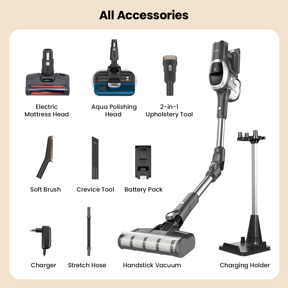 JIMMY JV9 Pro Aqua akkus porsz&iacute;v&oacute;, 160 AW erős sz&iacute;v&oacute;erő, 45 perc &uuml;zemidő, HEPA szűrő, 0,6 literes porzs&aacute;k, 500 ml-es v&iacute;ztart&aacute;ly, LED kijelző, sz&uuml;rke