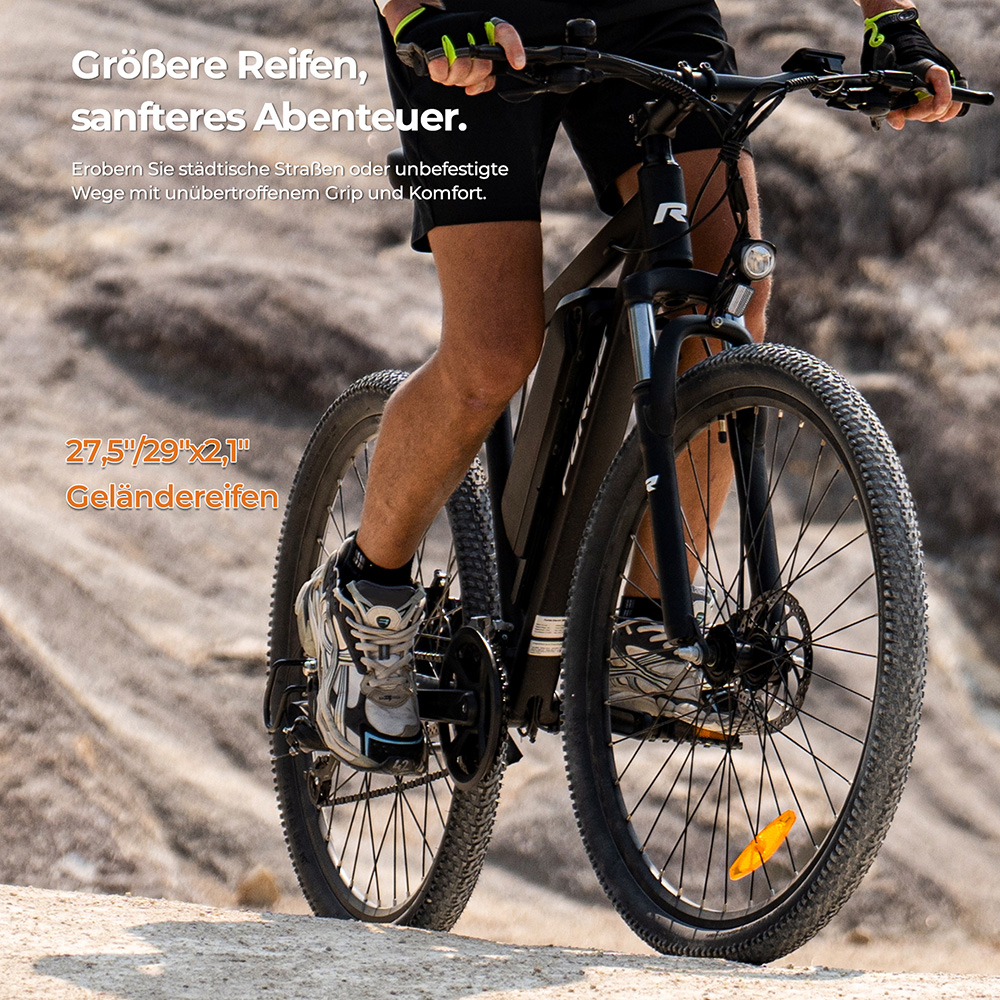 Foride Xtremer 1 V&eacute;lo &eacute;lectrique, moteur 250 W, batterie 36 V 13 Ah, pneus 27,5 pouces, vitesse maximale 25 km/h, autonomie maximale 100 km, freins &agrave; disque et freins &agrave; main, suspension avec blocage, transmission Shimano 21 vitesses