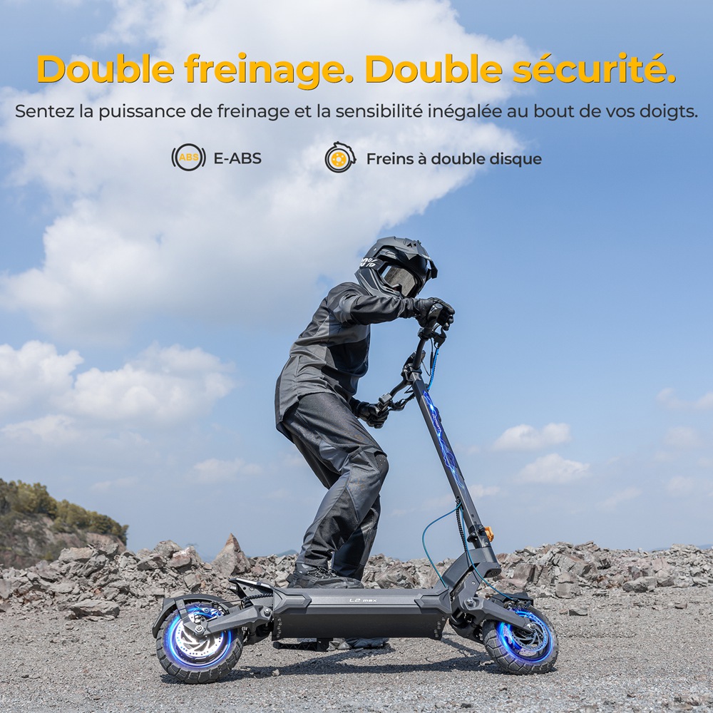 Ausom L2 Max Elektromos Roller, 1000 W-os Motor, 48 V 20,8 Ah Akkumul&aacute;tor, 10 colos Gumiabroncsok, 50 km/h V&eacute;gsebess&eacute;g, 90 km Hat&oacute;t&aacute;vols&aacute;g, Első &eacute;s H&aacute;ts&oacute; T&aacute;rcsaf&eacute;k, Lengőkaros Felf&uuml;ggeszt&eacute;s, NFC Z&aacute;r &eacute;s Jelsz&oacute;k&oacute;d