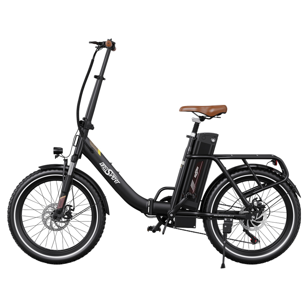 ONESPORT OT16-2 Elektrofahrrad, 250W Motor, 48V 17Ah Akku, 20x3,0 Zoll Reifen, 25km/h Höchstgeschwindigkeit, 120km Reichweite, Mechanische Scheibenbremsen - Schwarz Braun