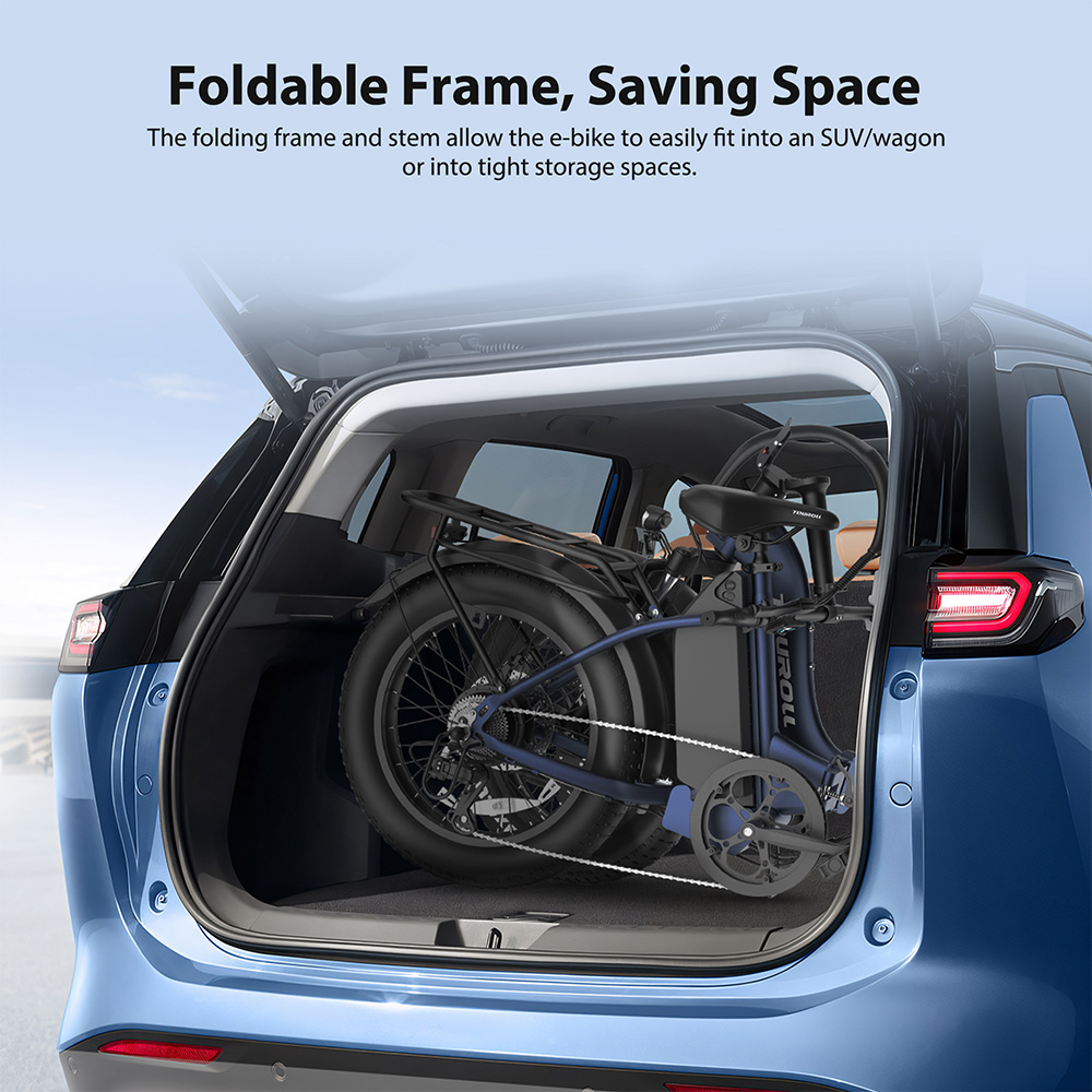 Touroll S2 Electric Bike, 650W Max Power, 48V 15Ah Battery, 20*4.0 inch Tire, 25km/h Max Speed, 150km Max Range, Mechanical Disc Brake & E-Brake, Mechanical Shock Absorber, Shimano 7-speed