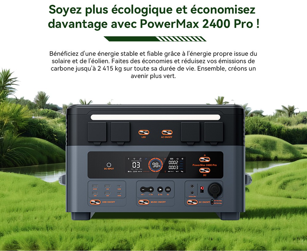 Blackview Oscal PowerMax 2400 Pro Station d'&Eacute;nergie, 2016Wh 2400W, LiFePO4 3500+ Cycles, Charge 1.2h, App Smart