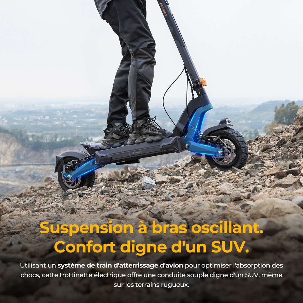 Ausom L2 Max Elektromos Roller, 1000 W-os Motor, 48 V 20,8 Ah Akkumul&aacute;tor, 10 colos Gumiabroncsok, 50 km/h V&eacute;gsebess&eacute;g, 90 km Hat&oacute;t&aacute;vols&aacute;g, Első &eacute;s H&aacute;ts&oacute; T&aacute;rcsaf&eacute;k, Lengőkaros Felf&uuml;ggeszt&eacute;s, NFC Z&aacute;r &eacute;s Jelsz&oacute;k&oacute;d