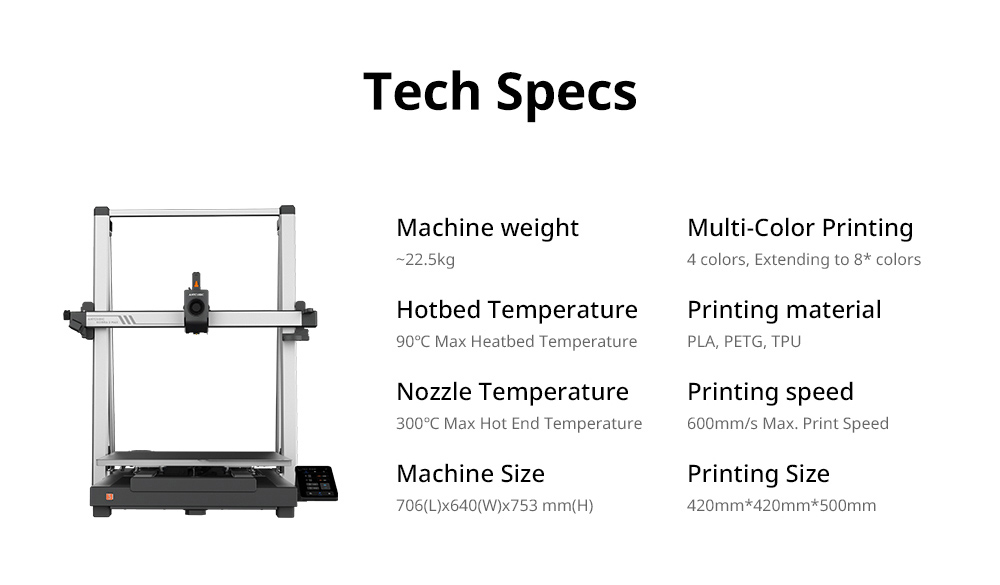 Anycubic Kobra 3 Max 3D Printer, 600mm/s High-Speed, Auto-Leveling, Up to 8-Color Printing with ACE Pro, 420*420*500mm