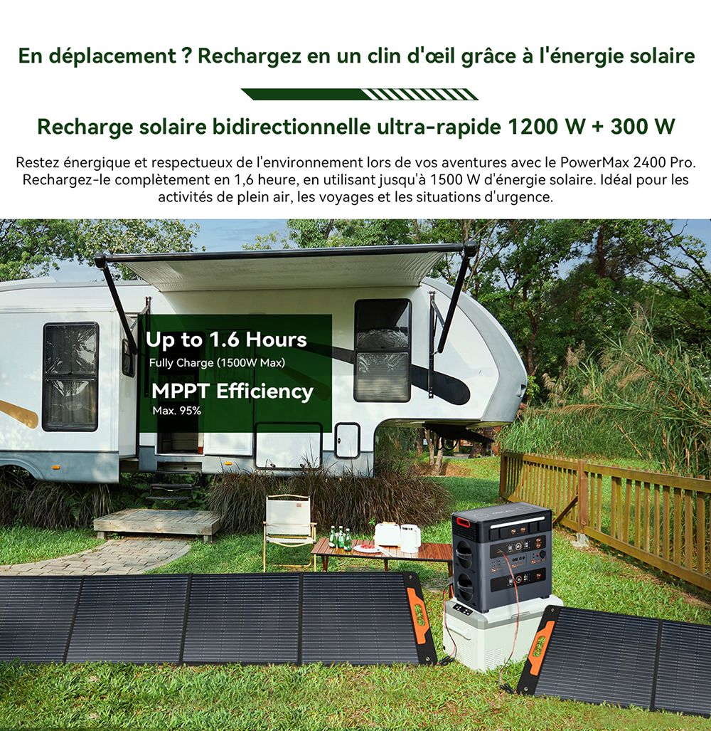 Blackview Oscal PowerMax 2400 Pro Station d'&Eacute;nergie, 2016Wh 2400W, LiFePO4 3500+ Cycles, Charge 1.2h, App Smart