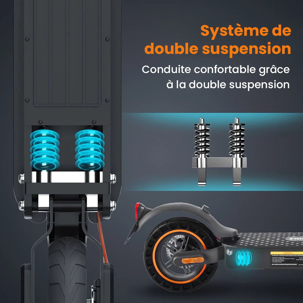 Trottinette &eacute;lectrique HONEY WHALE E9 MAX, moteur 500 W, batterie 36 V 10 Ah, pneu 10 pouces, vitesse maximale 20 km/h, autonomie 35-40 km, frein m&eacute;canique et frein &eacute;lectronique, certification ABE