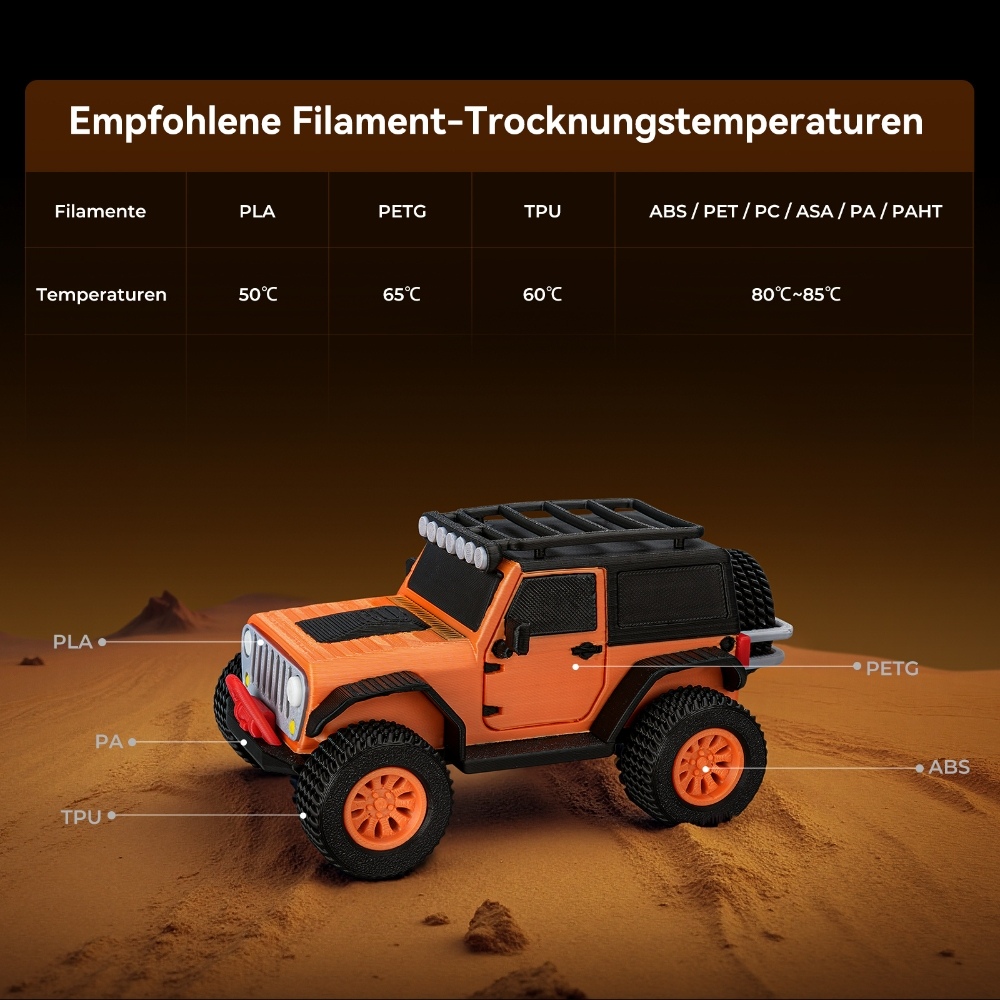 Creality SpacePi X4 Filament-Trockner, 4-Spulen Lagerung, Doppel-Heizkammern, 85&deg;C, f&uuml;r PLA/TPU/PETG/ABS/Nylon