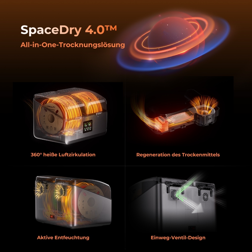 Creality SpacePi X4 Filament-Trockner, 4-Spulen Lagerung, Doppel-Heizkammern, 85&deg;C, f&uuml;r PLA/TPU/PETG/ABS/Nylon