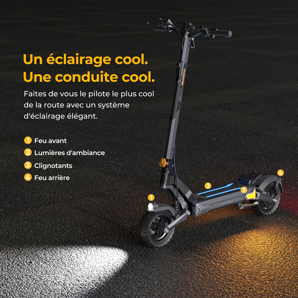 Ausom L2 Max Elektromos Roller, 1000 W-os Motor, 48 V 20,8 Ah Akkumul&aacute;tor, 10 colos Gumiabroncsok, 50 km/h V&eacute;gsebess&eacute;g, 90 km Hat&oacute;t&aacute;vols&aacute;g, Első &eacute;s H&aacute;ts&oacute; T&aacute;rcsaf&eacute;k, Lengőkaros Felf&uuml;ggeszt&eacute;s, NFC Z&aacute;r &eacute;s Jelsz&oacute;k&oacute;d