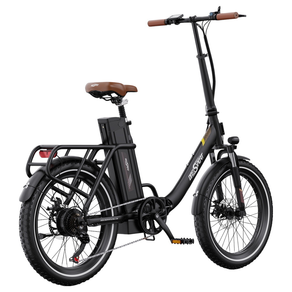 ONESPORT OT16-2 Elektrofahrrad, 250W Motor, 48V 17Ah Akku, 20x3,0 Zoll Reifen, 25km/h Höchstgeschwindigkeit, 120km Reichweite, Mechanische Scheibenbremsen - Schwarz Braun