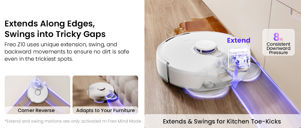 NARWAL Freo Z10 Robot Vacuum and Mop, Tangle Free, 15,000Pa Suction, Adapts to Hard-to-Reach Areas, Self-Emptying, Mop Washing & Drying, Obstacle Avoidance, for Pet Hair & Hard Floor, White