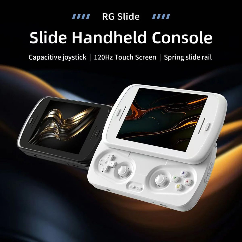 ANBERNIC RG Slide Game Console, 4.7 inch 1280*960 120Hz Touchscreen, 8GB LPDDR4X  + 128GB UFS2.2, Al Assistant, Android 13, Capacitive Joystick - White