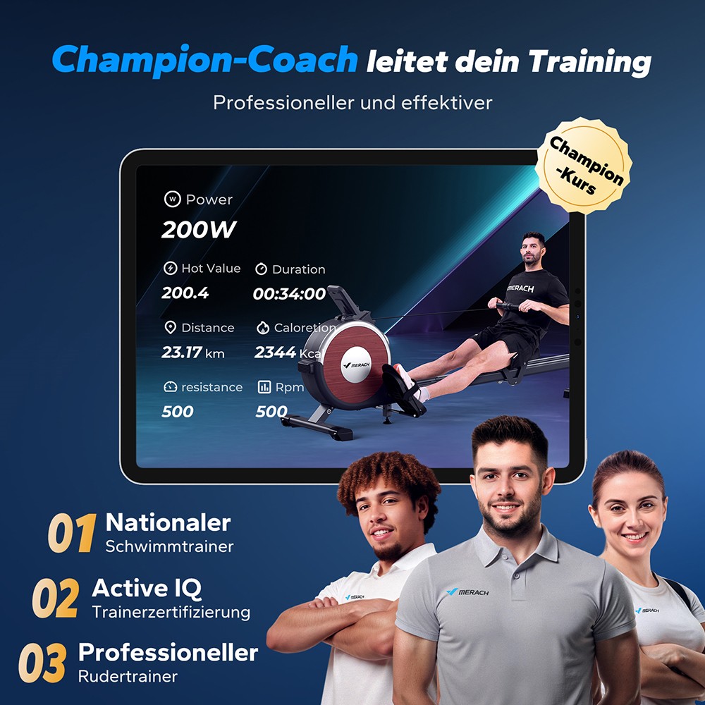 MERACH Q1S Magnetisches Ruderger&auml;t, 16-stufiger Widerstand, 158kg Kapazit&auml;t, Doppelschiene, LCD-Monitor, App-kompatibel, Elektrische Einstellung, Schwarz