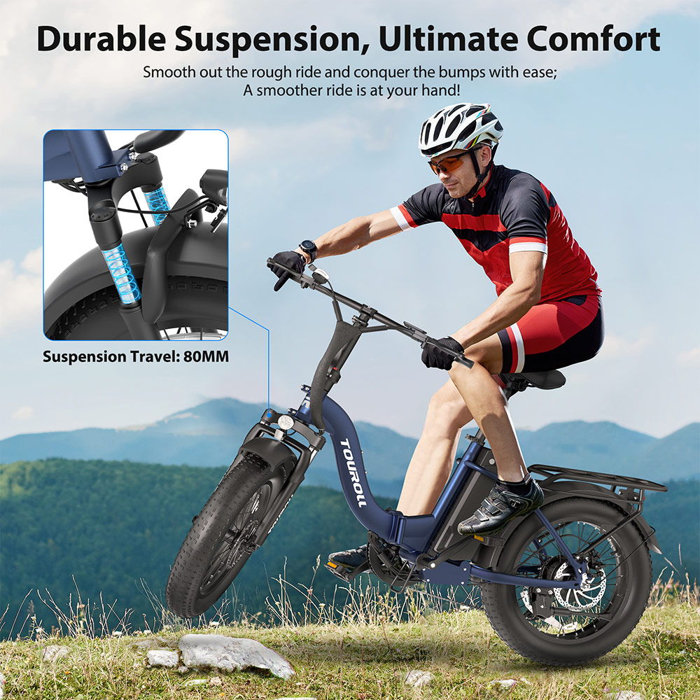 Touroll S2 Electric Bike, 650W Max Power, 48V 15Ah Battery, 20*4.0 inch Tire, 25km/h Max Speed, 150km Max Range, Mechanical Disc Brake & E-Brake, Mechanical Shock Absorber, Shimano 7-speed