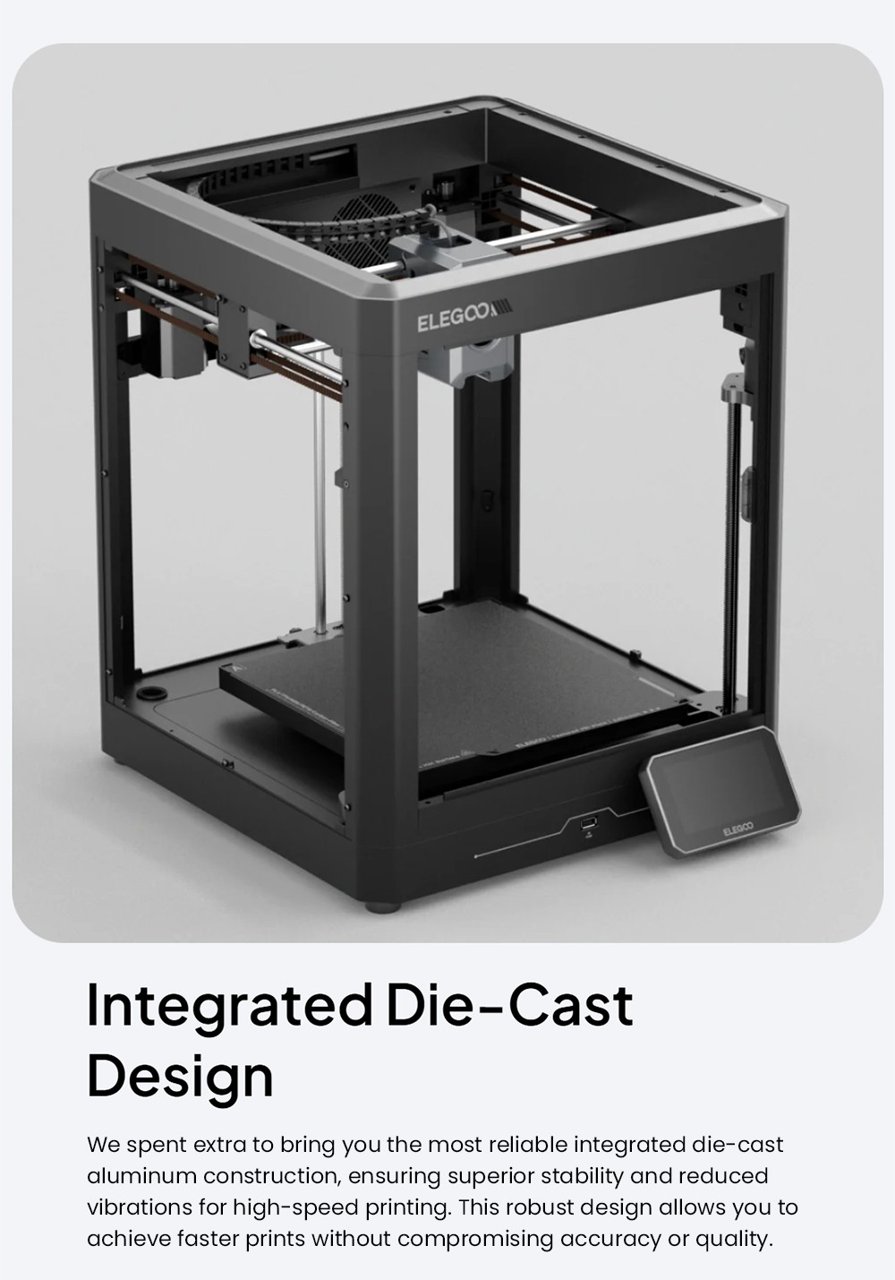 Elegoo Centauri Carbon 3D Printer, CoreXY 500mm/s High-Speed, 320°C Nozzle, Carbon Fiber/PLA/ABS Compatible, Auto-Leveling, 256*256*256mm