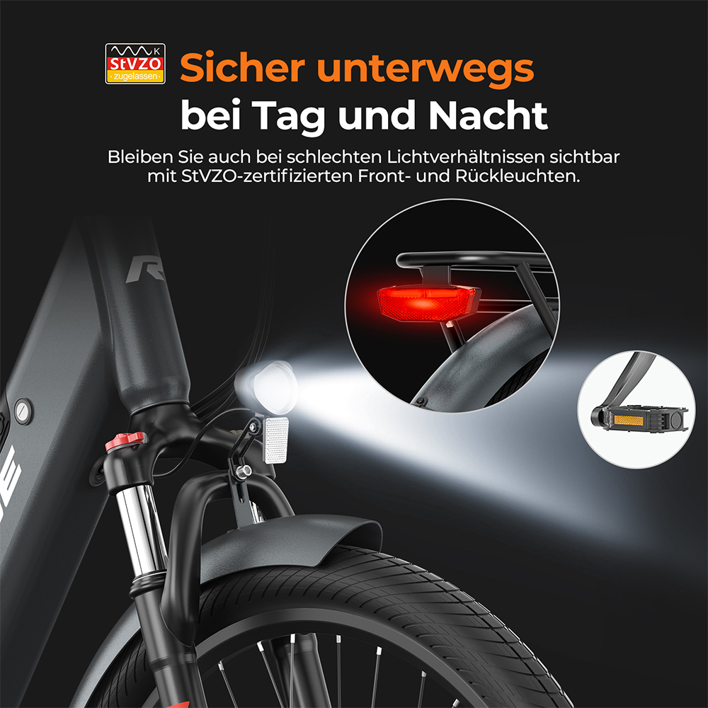Foride Roamer 1 Step-Thru-Elektrofahrrad, 250-W-Motor, 36-V-13-Ah-Akku, 27,5-Zoll-Reifen, 25 km/h H&ouml;chstgeschwindigkeit, 100 km maximale Reichweite, Scheibenbremse, Federung mit Sperre, Shimano 7-Gang-Schaltung &ndash; Gr&uuml;n