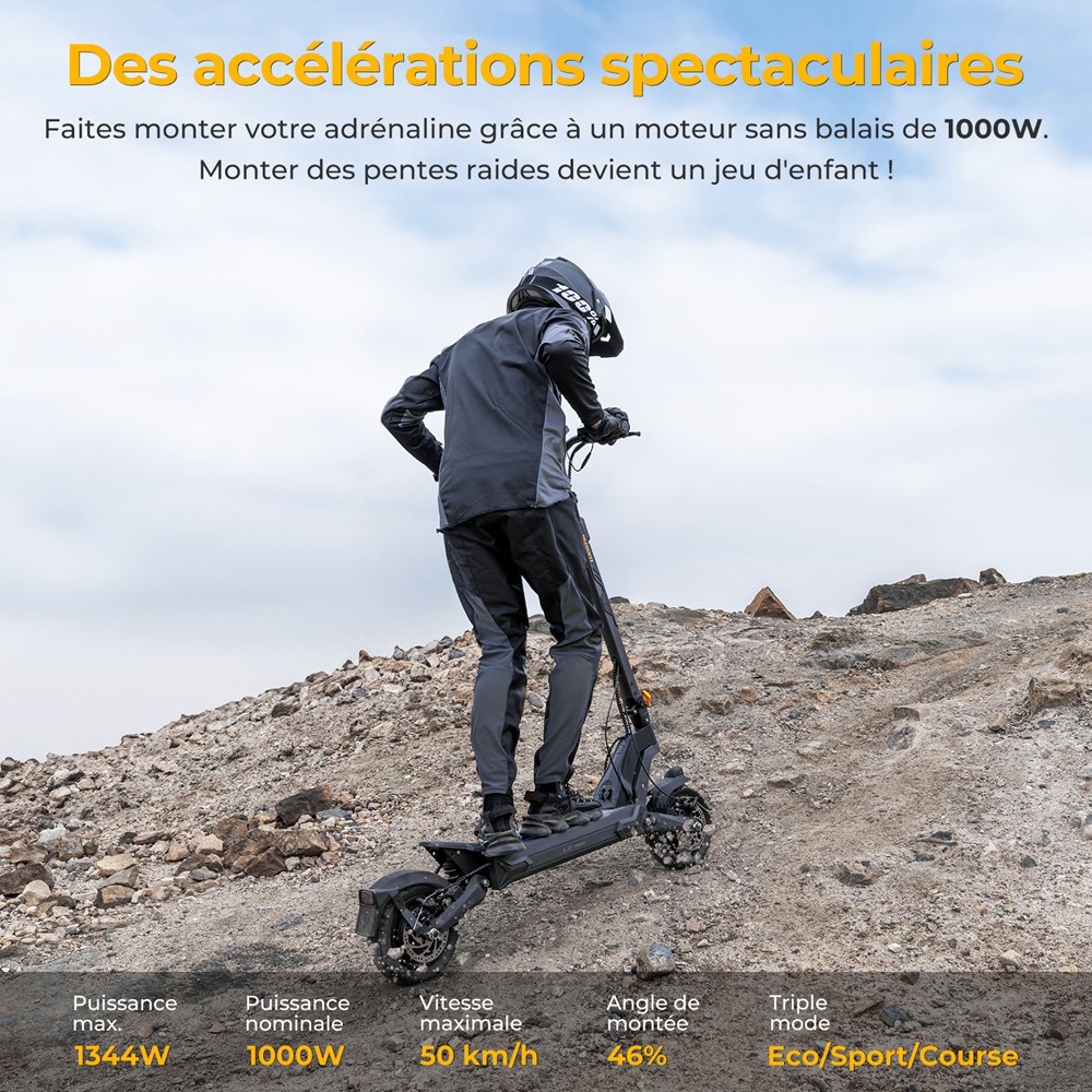 Ausom L2 Max Elektromos Roller, 1000 W-os Motor, 48 V 20,8 Ah Akkumul&aacute;tor, 10 colos Gumiabroncsok, 50 km/h V&eacute;gsebess&eacute;g, 90 km Hat&oacute;t&aacute;vols&aacute;g, Első &eacute;s H&aacute;ts&oacute; T&aacute;rcsaf&eacute;k, Lengőkaros Felf&uuml;ggeszt&eacute;s, NFC Z&aacute;r &eacute;s Jelsz&oacute;k&oacute;d