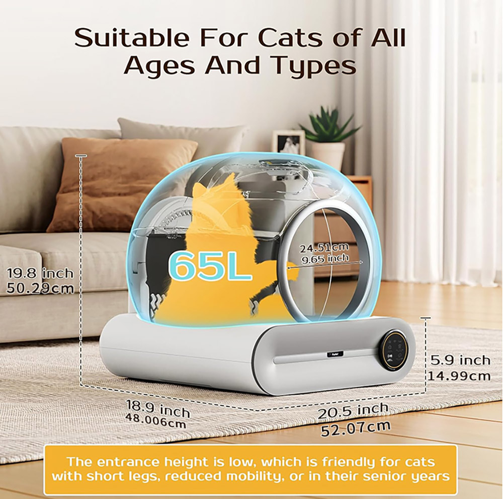 A2401 Smart Cat Litter Box, Large Capacity, Auto-clean