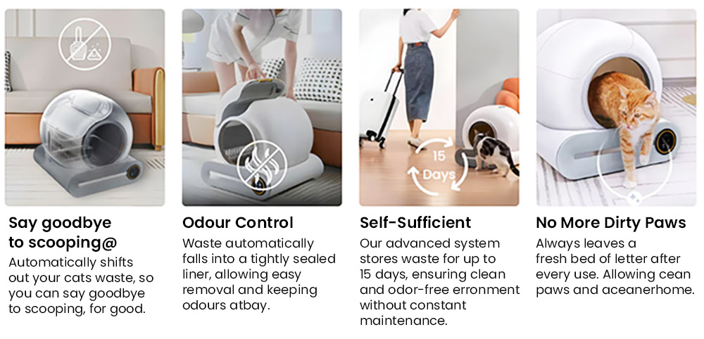 A2401 Smart Cat Litter Box, veľkokapacitný, automatické čistenie