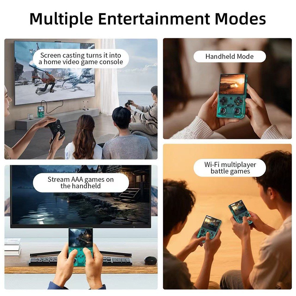 ANBERNIC RG35XXPro Game Console, 64GB + 128GB TF Card with 11000+ Games, 3.5 inch IPS Screen, 30+ Emulators, Multimedia App, 7 Hours of Playtime, Dual Joysticks - Black