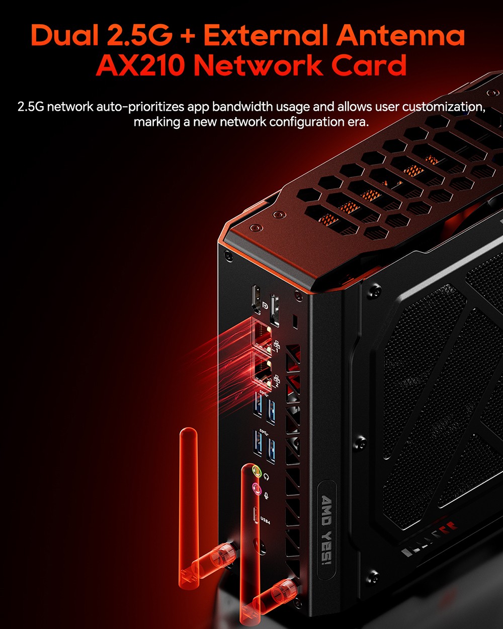 AOOSTAR GODZ Gaming Mini PC, AMD Ryzen 7 7435HS 8 Cores Max 4.5GHz, AMD Radeon RX 6600LE GPU, 64GB RAM 2TB SSD, HDMI+DP Dual Screen Display, WiFi 6E Bluetooth 5.3, Dual 2.5G LAN, 1*Type-C, 1*USB4, 5*USB3.2, 2*Audio & Microphone - EU Plug