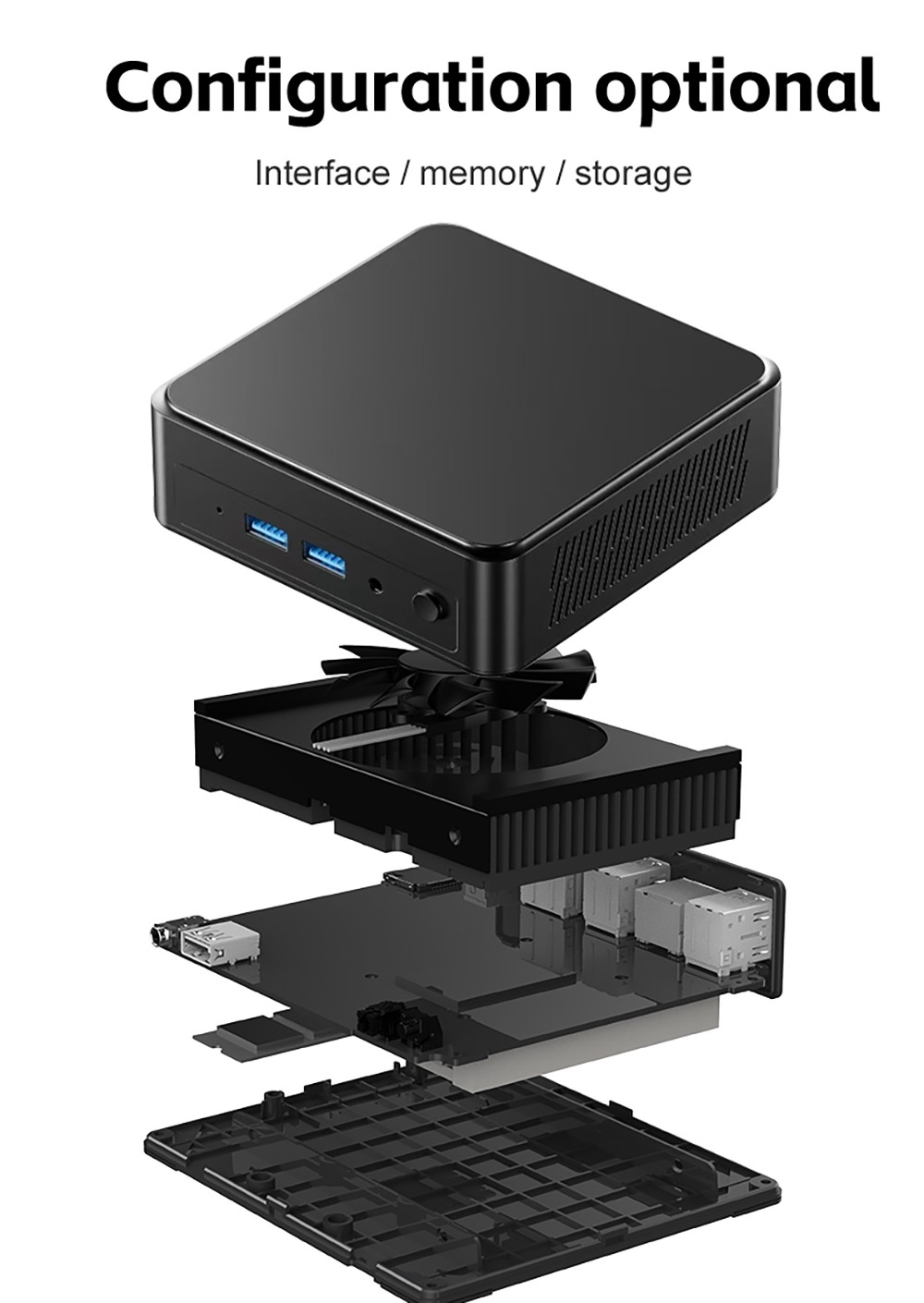 AOOSTAR N-BOXZ Mini PC, Intel N150 4 Core Max 3.6GHz, 8GB RAM 512GB SSD, 2*HDMI + Type-C Triple Display, 2.4G/5G WiFi Bluetooth 4.2, USB3.2*2, USB2.0*2, RJ45*1, Headset*1, TF Card Slot*1 - UK Plug