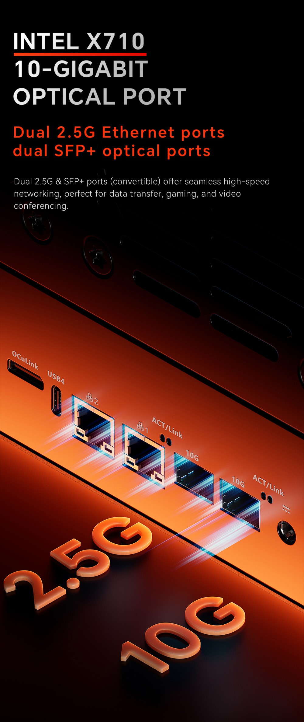 AOOSTAR WTR MAX 11 Bays NAS Mini PC with Secondary Screen, AMD R7 Pro 8845HS 8 Cores Max 5.1GHz, 32GB DDR5 RAM 1TB SSD,  HDMI+DP+USB4 Triple Display, 2*2.5G LAN, 2* INTEL X710 10G LAN, 3*USB3.2, 1*Oculink, 1*SD Card, 1*Type-C, 1*Audio - EU Plug