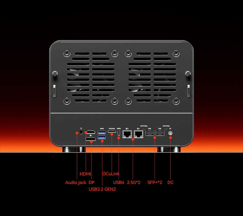 AOOSTAR WTR MAX 11 Bays NAS Mini PC with Secondary Screen, AMD R7 Pro 8845HS 8 Cores Max 5.1GHz, 32GB DDR5 RAM 1TB SSD,  HDMI+DP+USB4 Triple Display, 2*2.5G LAN, 2* INTEL X710 10G LAN, 3*USB3.2, 1*Oculink, 1*SD Card, 1*Type-C, 1*Audio - EU Plug