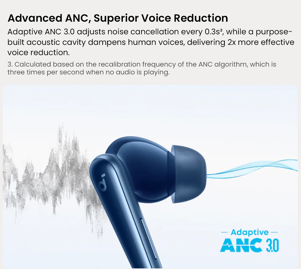 Anker Soundcore Liberty 5 ANC Earbuds, Dolby Audio, 2x Stronger Voice Reduction, Adaptive ANC 3.0, Up to 48 Hours Playtime - Blue