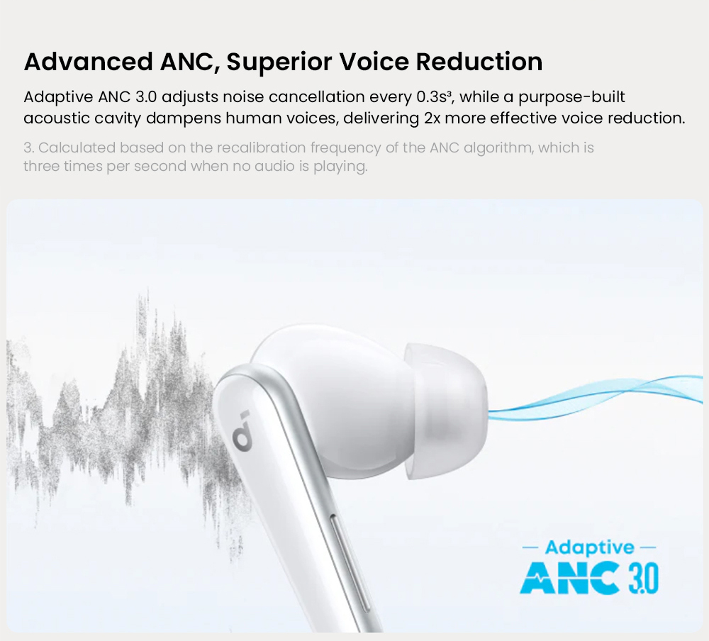 Anker Soundcore Liberty 5 ANC Earbuds, Dolby Audio, 2x Stronger Voice Reduction, Adaptive ANC 3.0, Up to 48 Hours Playtime - White