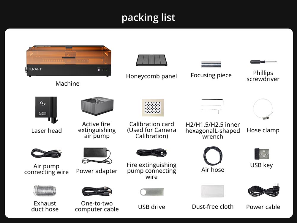 AtomStack Kraft Dual-laser Engraver 20W Diode + 1.2W IR, 16MP Camera, Class-1 Safety, 500*320mm