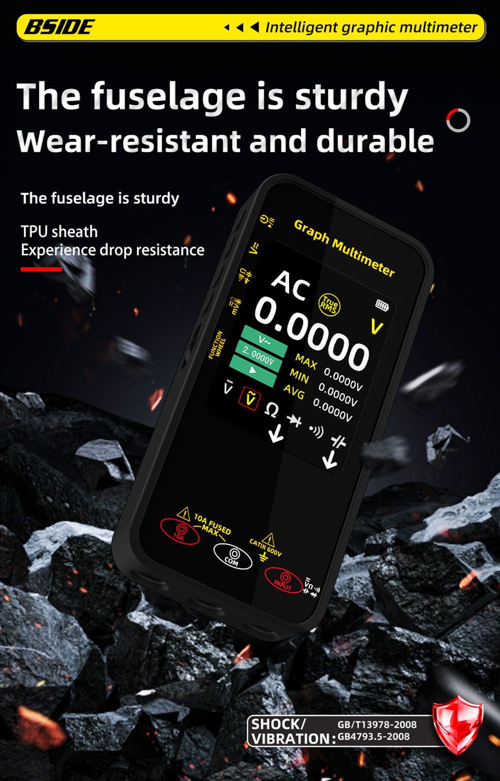 BSIDE S500 Graph Multimeter, 3.2-inch Color Screen, 320*240 Resolution, True RMS 20000 Counts, Auto-Ranging, 1200mAh Battery, Voltage Current Tester