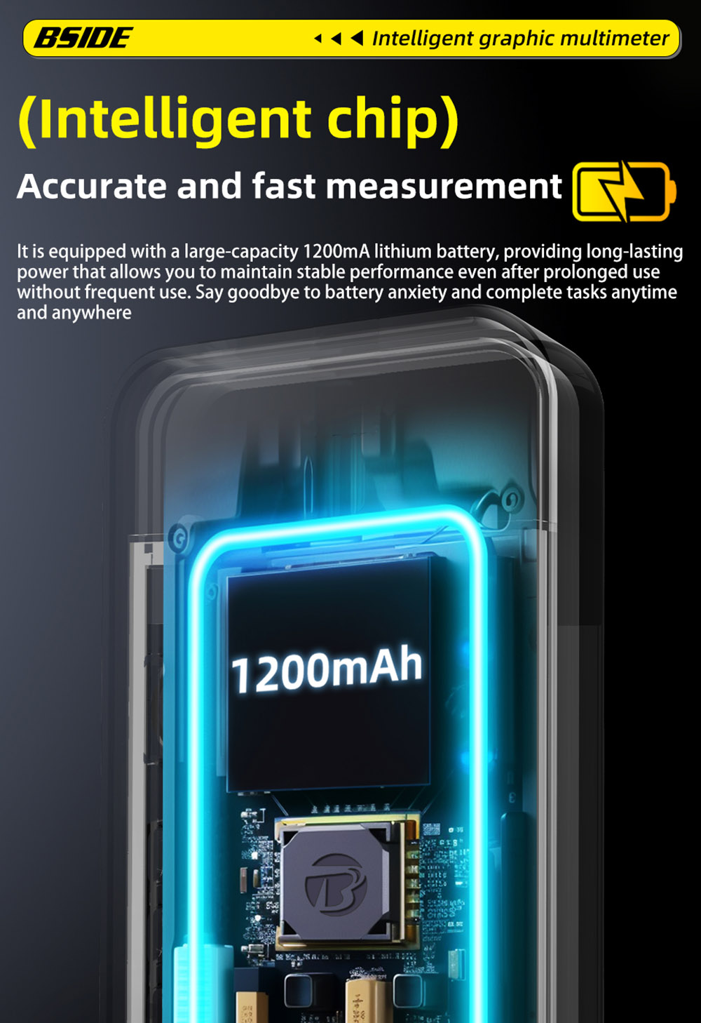 BSIDE S500 Graph Multimeter, 3.2-inch Color Screen, 320*240 Resolution, True RMS 20000 Counts, Auto-Ranging, 1200mAh Battery, Voltage Current Tester