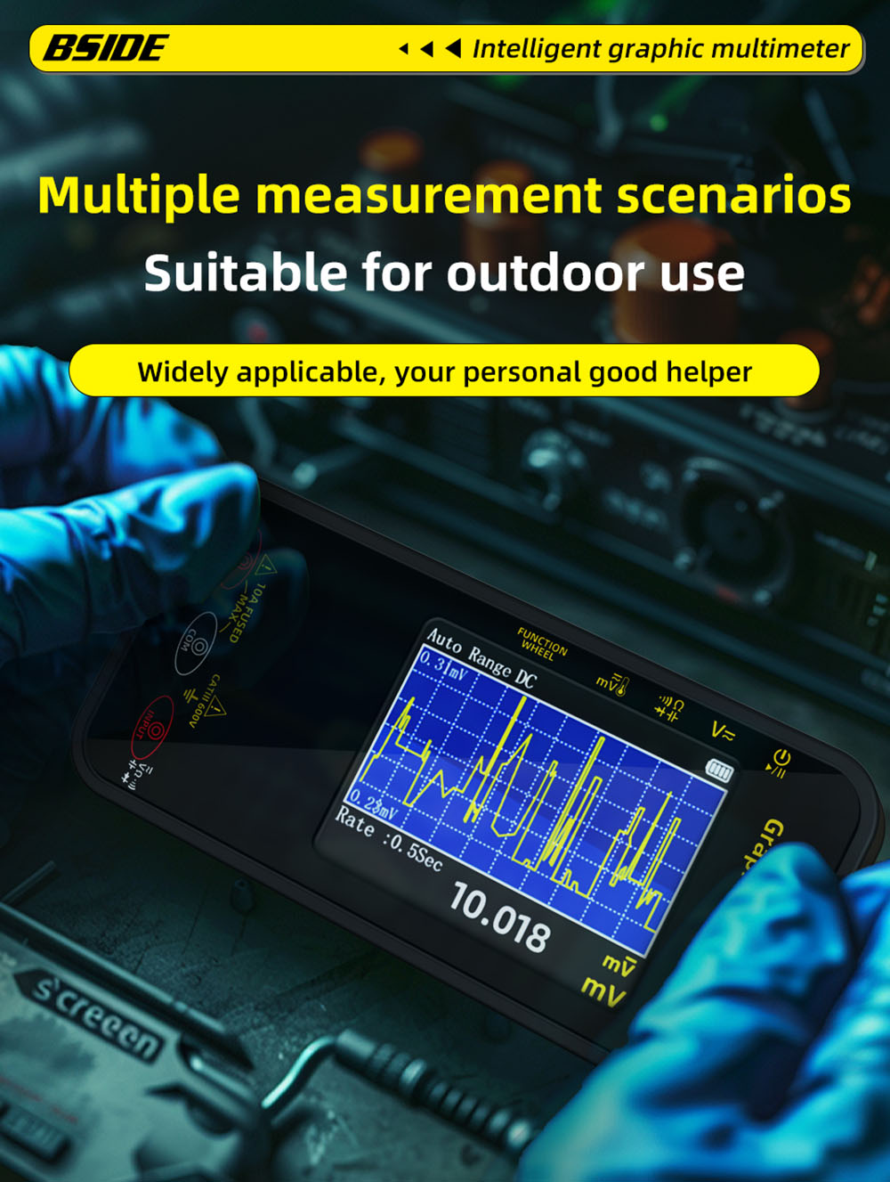 BSIDE S500 Graph Multimeter, 3.2-inch Color Screen, 320*240 Resolution, True RMS 20000 Counts, Auto-Ranging, 1200mAh Battery, Voltage Current Tester